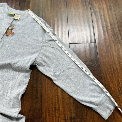 VTG Scooby Doo Cartoon Network Gray Henley Embroidered Shirt Top 90s 2001 Y2K