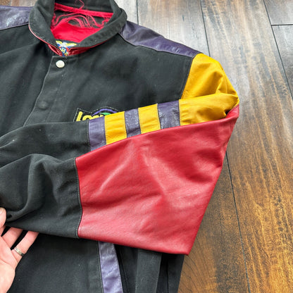 VTG 1992 Jeff Hamilton Looney Tunes Leather Canvas Jacket XL 90s Rap Cartoon Art