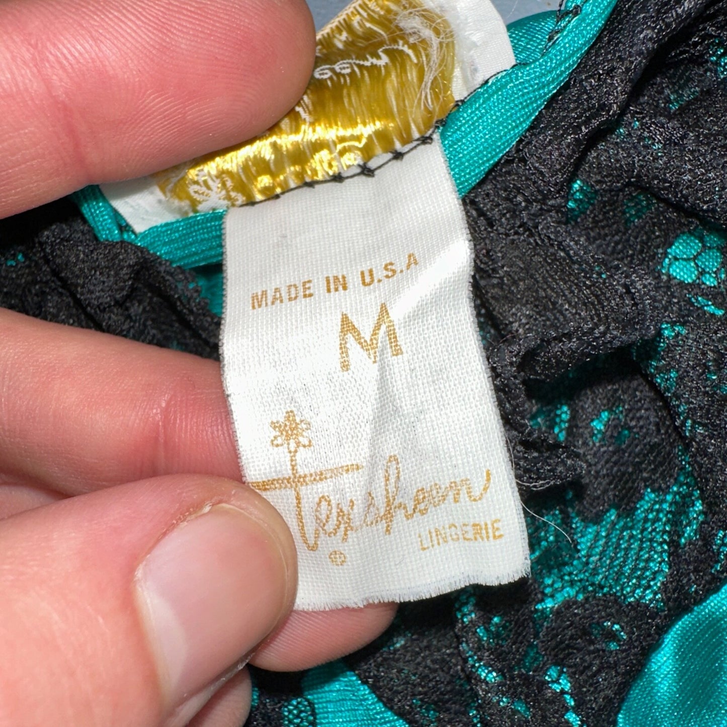 VTG Texsheen Lingerie Slip Dress Sleepwear Sweep Nightgown Lace Teddy Negliee