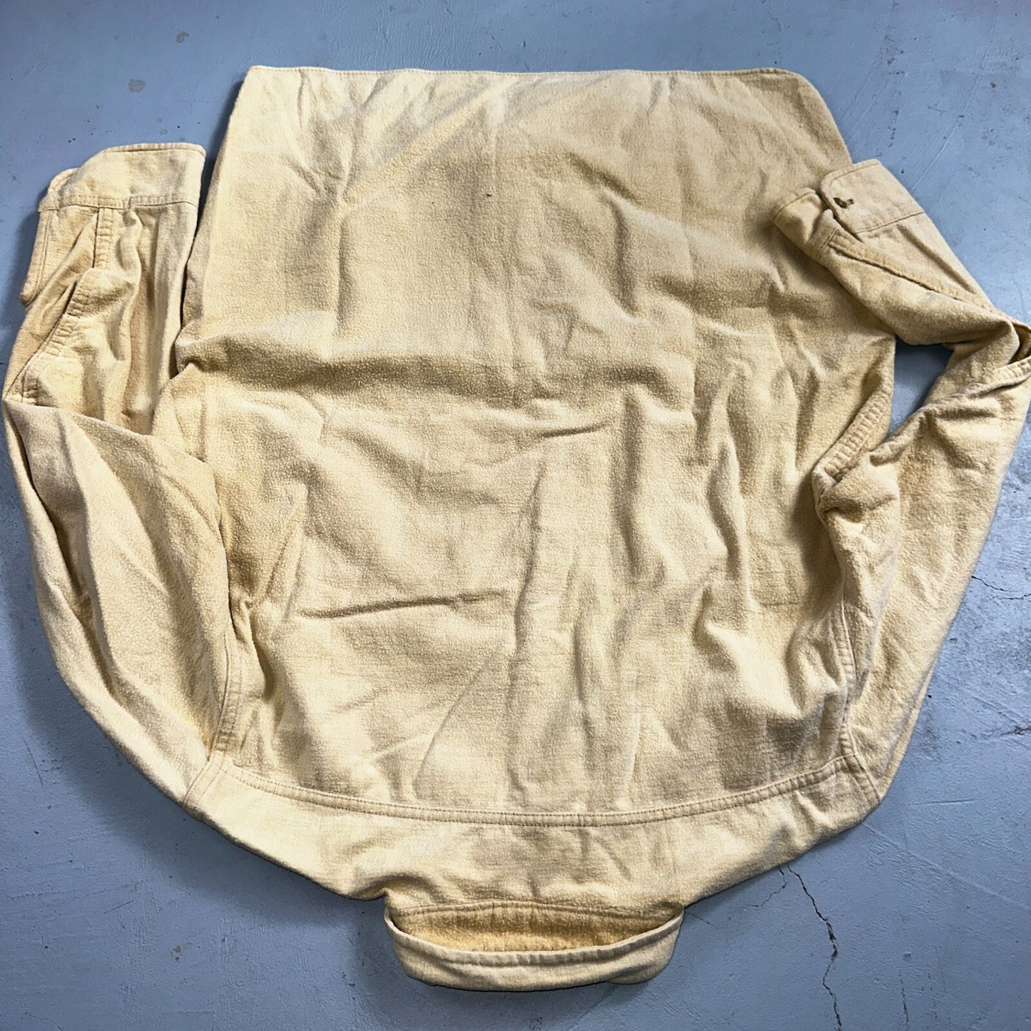 Vintage Woolrich Chamois Button Up Shirt Heavy Cotton Mens XL USA Yellow 70s