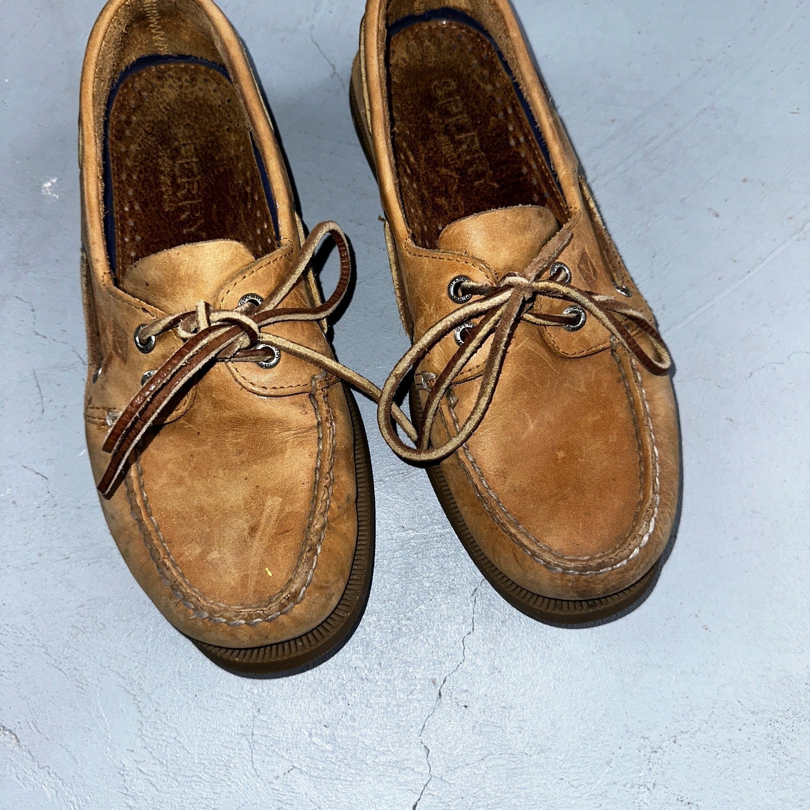Sperry Top Sider Loafer 8.5 M Sahara 2-Eye Boat Shoes Tan Leather Men