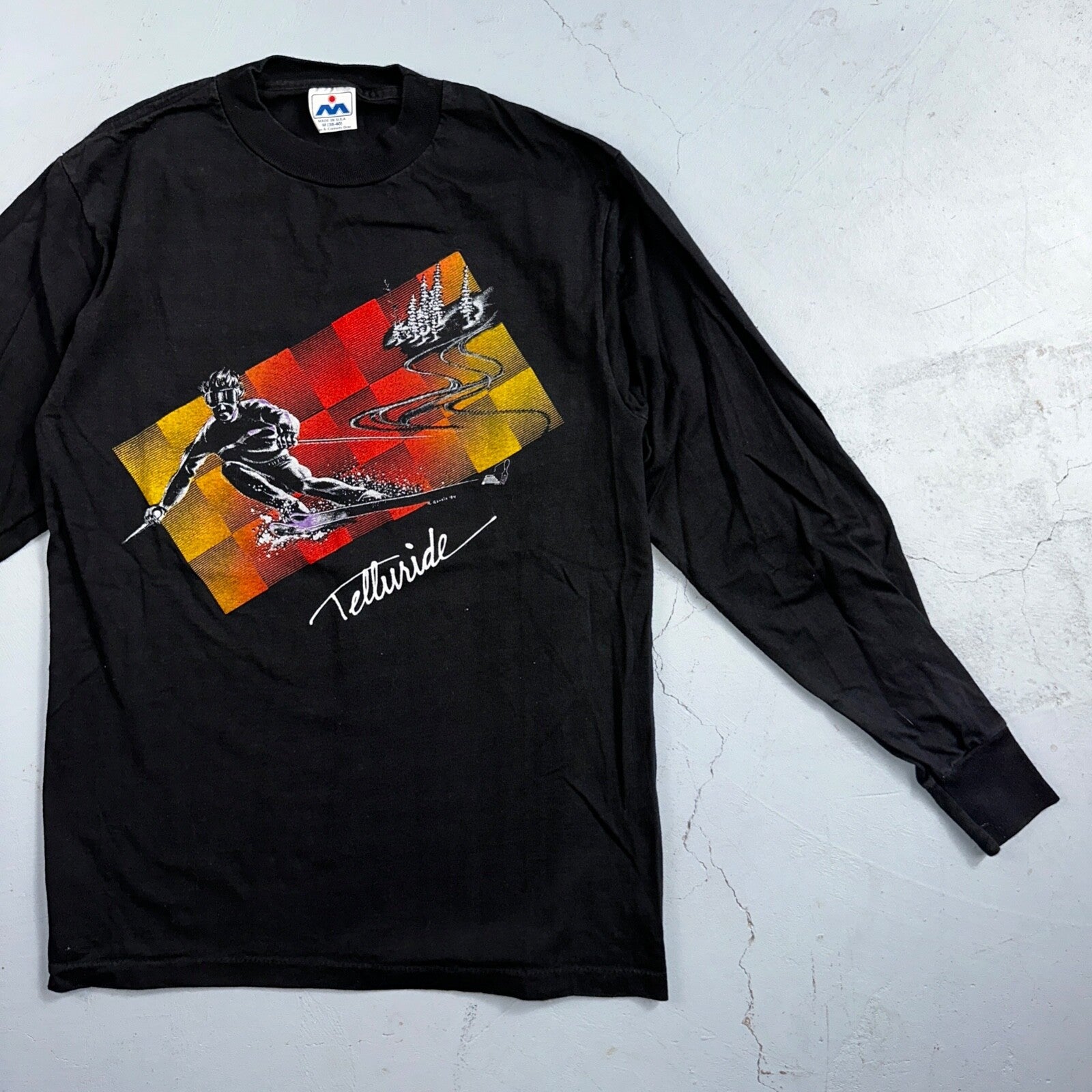 Telluride Colorado Skiing VTG T Shirt Snow Board 1980s 80s Black Single Stitch