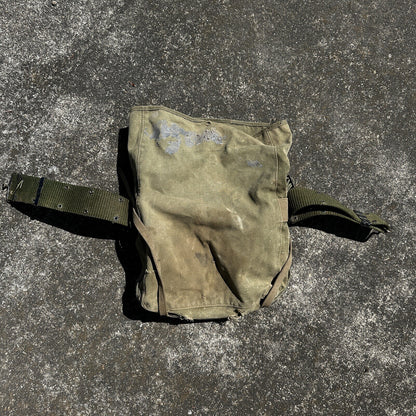 Korea US GI Gas Mask Bag Original Backpack Belt WWII Haversack 1960s?