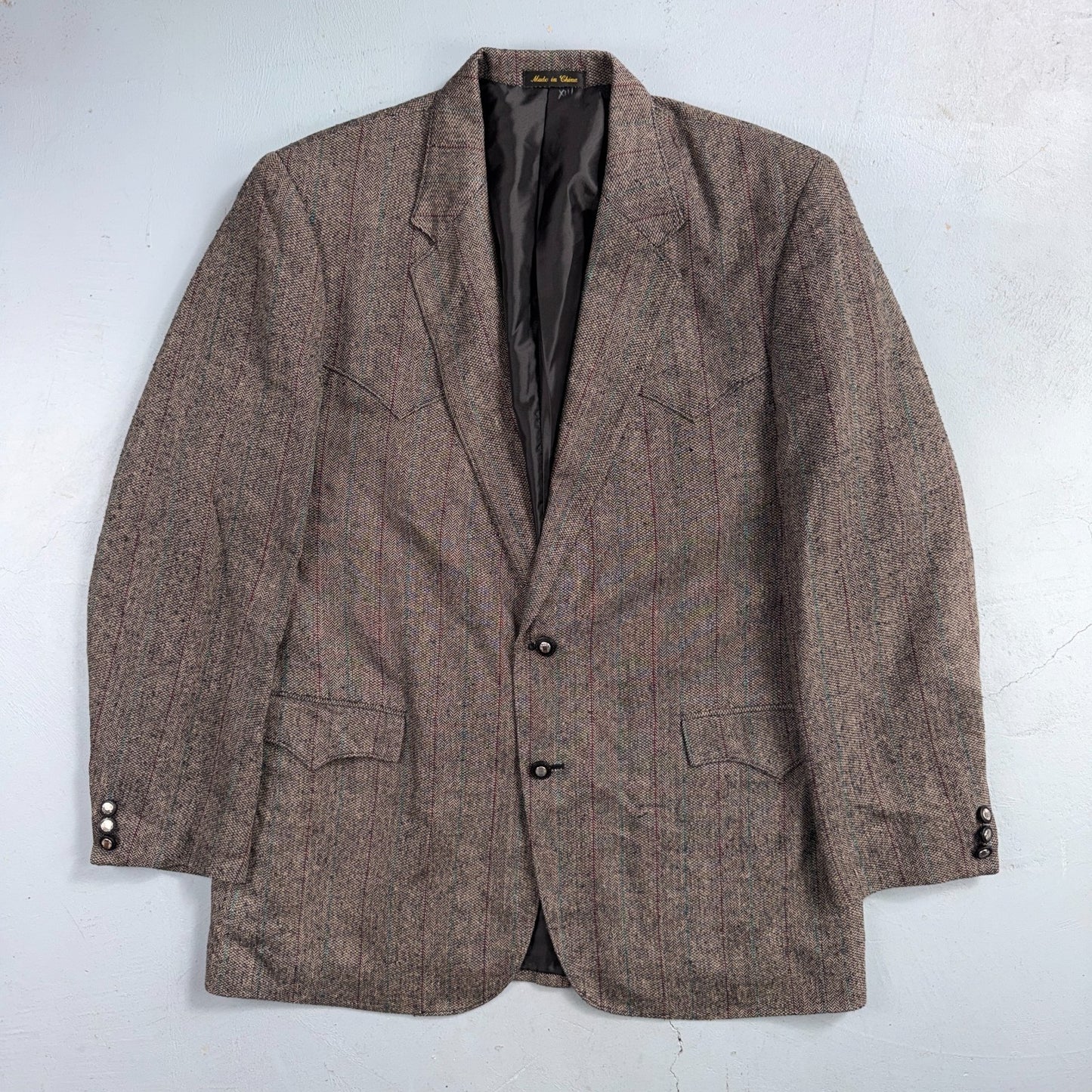 Vintage Circle S Dallas Texas Western Cowboy Blazer Jacket Mens 44L Silk Lining