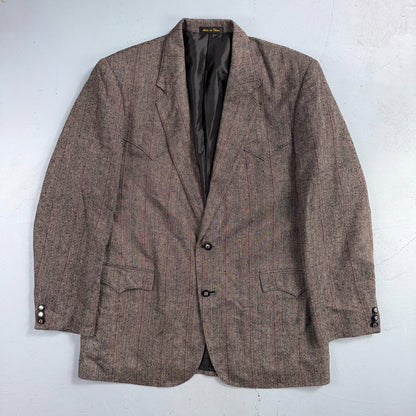 Vintage Circle S Dallas Texas Western Cowboy Blazer Jacket Mens 44L Silk Lining