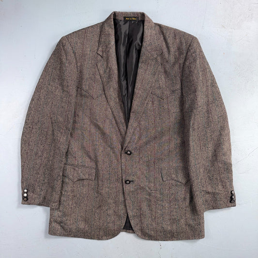 Vintage Circle S Dallas Texas Western Cowboy Blazer Jacket Mens 44L Silk Lining