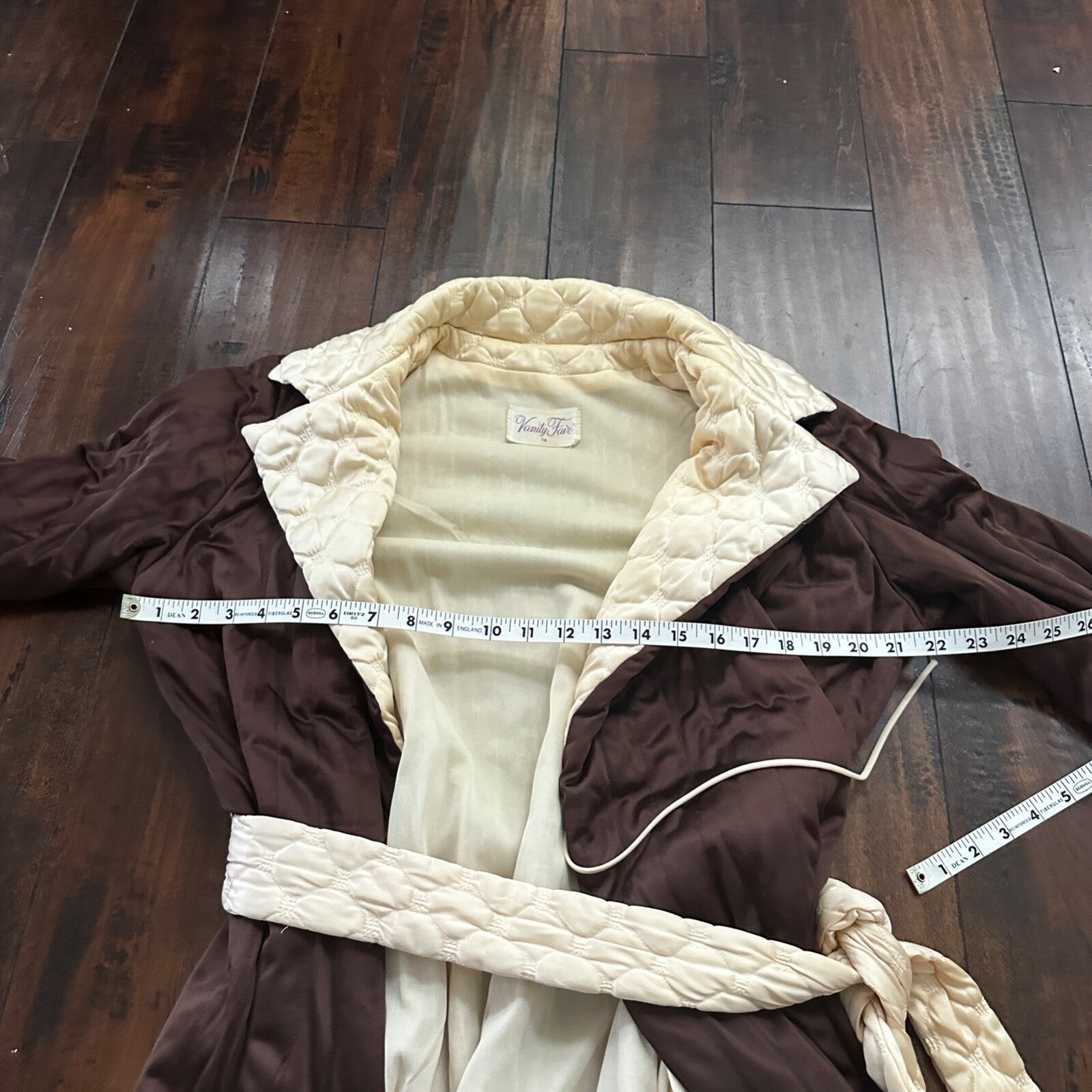 VTG Mod Brown VANITY FAIR Wrap NYLON Peignoir Robe Nightgown Gown