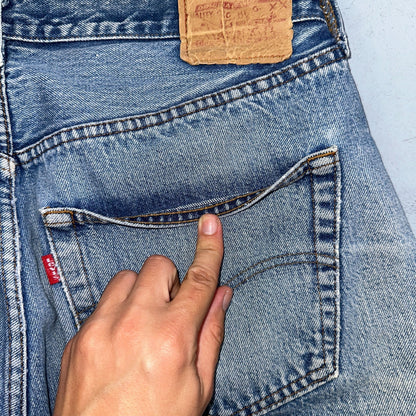 Levis 501 Vintage 80s Redline Selvedge USA XX Jeans Light Wash Worn Act 35x30