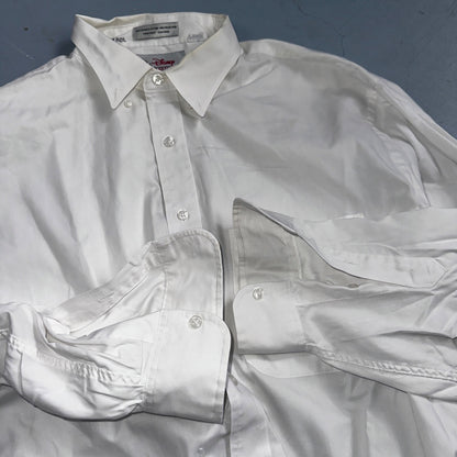 Disney Fashions Pure White VTG Pinpoint Oxford Button Dress Shirt Mens 17