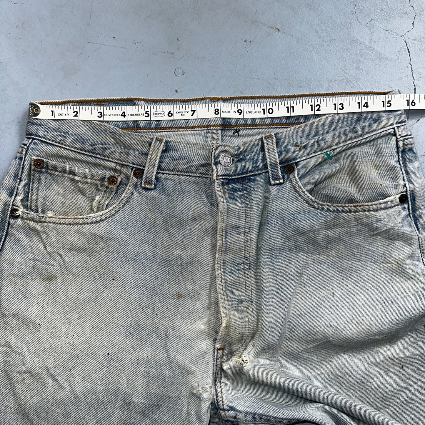 Levis 501 Vintage 90s XX Straight Leg Mexico Jeans 33x34 Light Wash Act 31x27