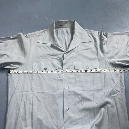 1973 US Army Vietnam War Men Blue Button Long Sleeve Shirt 16 DSA-100 1970s 70s