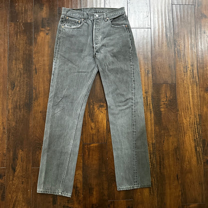 VTG 90s Levis 501 Button Fly 33x34 USA Tag Jeans Straight Wash Grey XX Act 30x32
