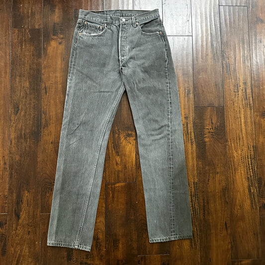 VTG 90s Levis 501 Button Fly 33x34 USA Tag Jeans Straight Wash Grey XX Act 30x32