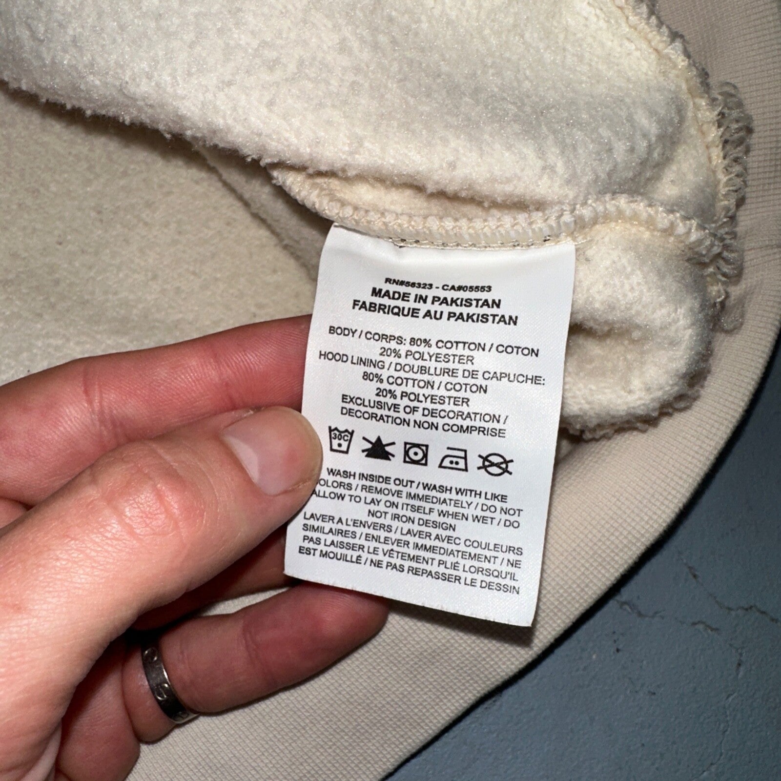 Nike Sweatshirt Womens XS Center Check Hoodie Beige White Tag Swoosh Stained