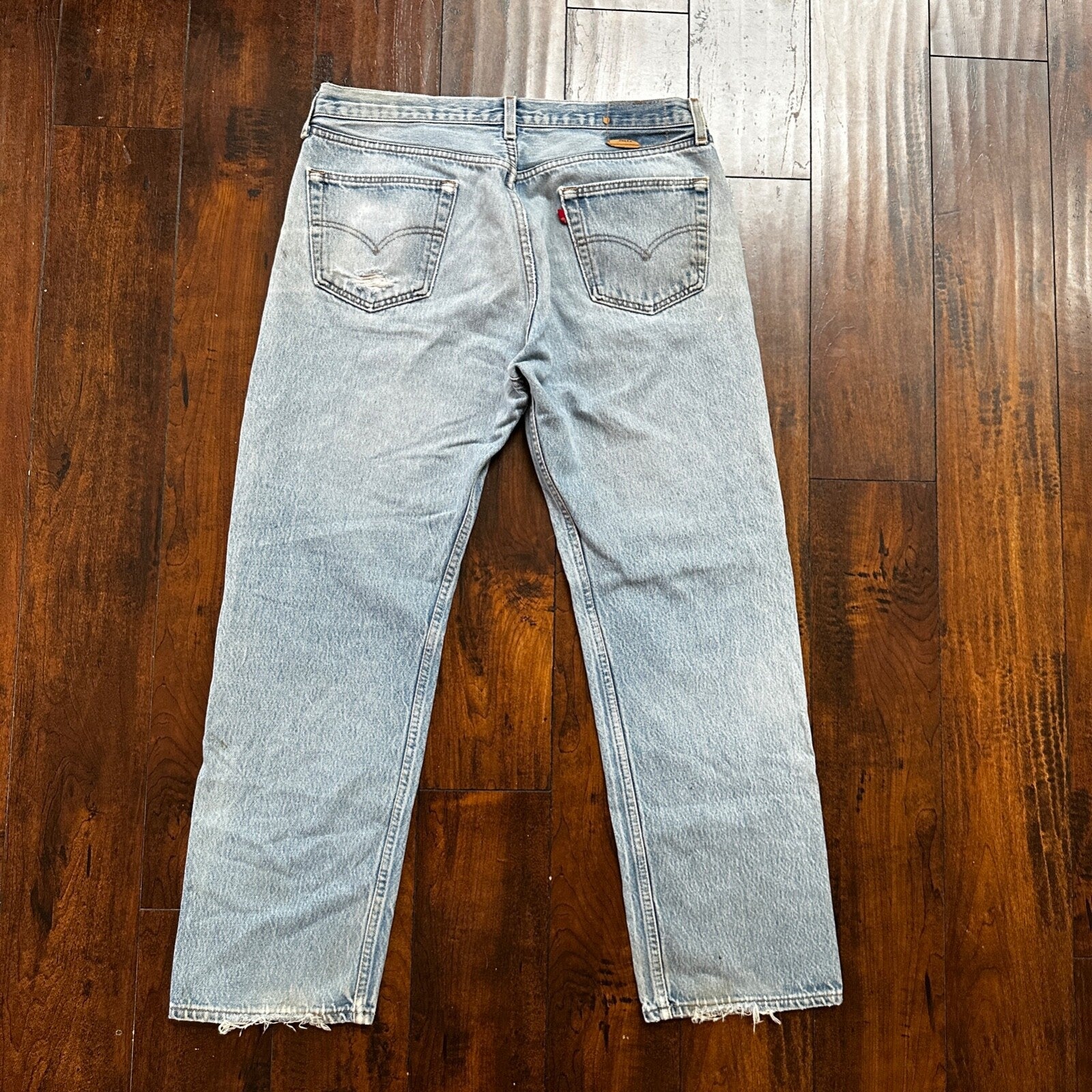 VTG 90s Levis 501 Button Fly 38x33 USA Tag Jeans Straight Wash Blue XX Act 34x28