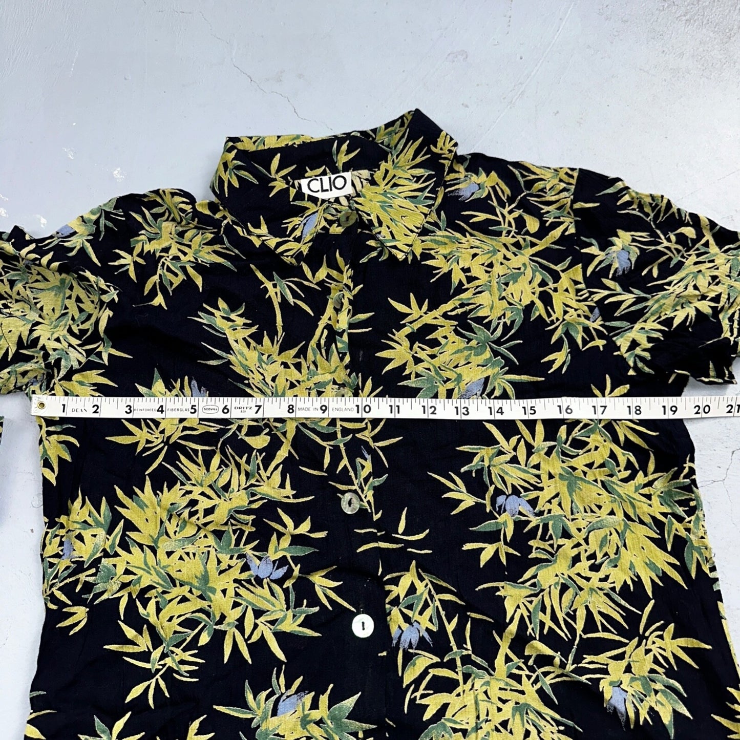 Clio VTG 2 Piece Set Blouse Shirt Pants Rayon Hawaiian Floral Boho Chic 1980s