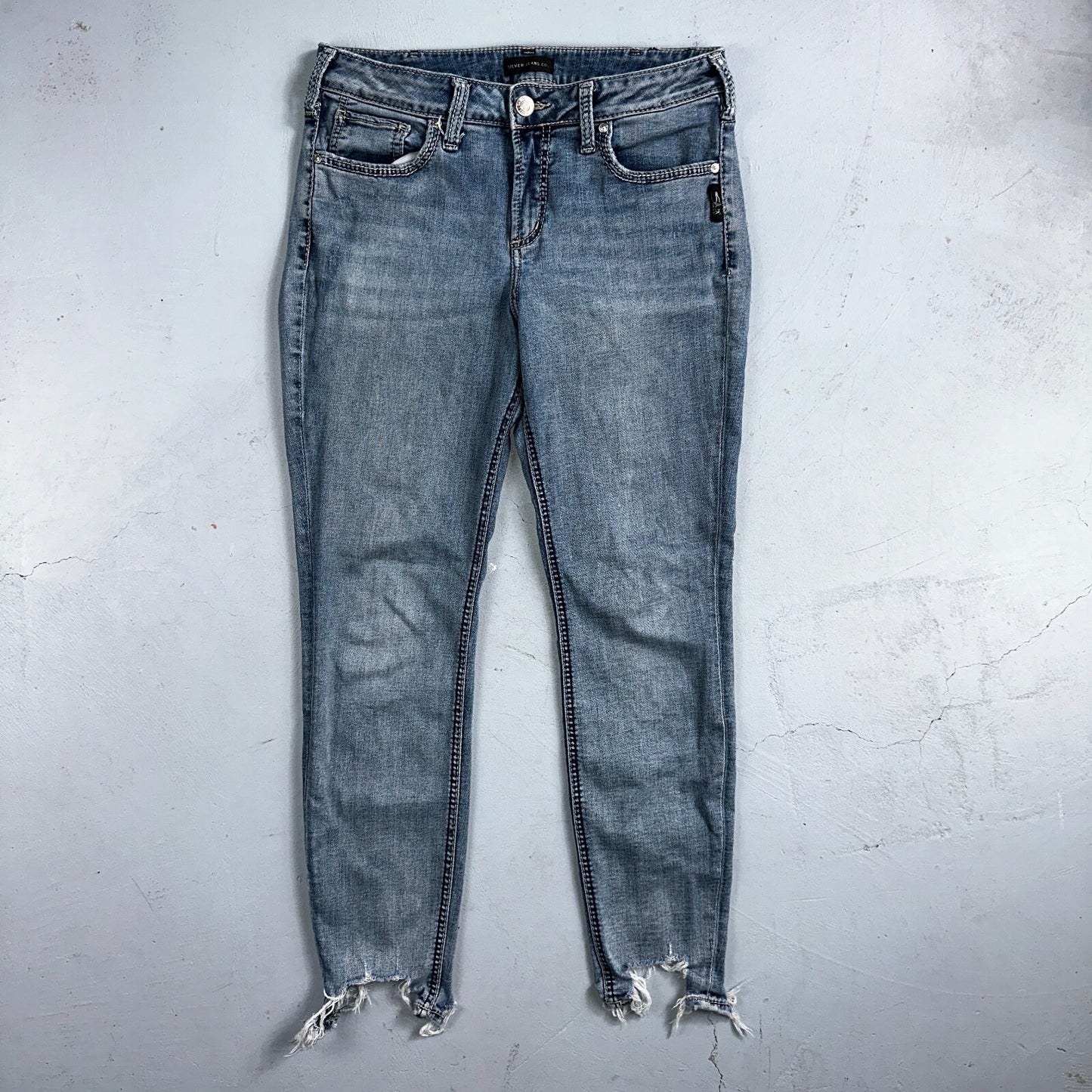 Silver Jeans Women Skinny Mid Rise Light Wash Denim Stretch Suki Pencil 32x29