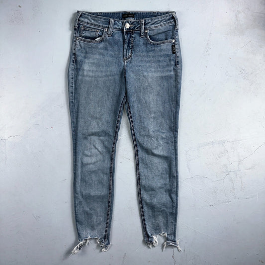 Silver Jeans Women Skinny Mid Rise Light Wash Denim Stretch Suki Pencil 32x29