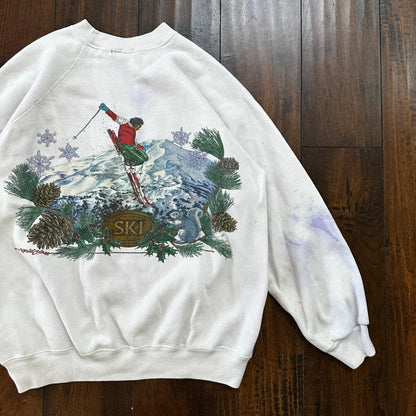 VTG 90s World Class Ski L Pullover Sweatshirt Crewneck Squirrel Mountain 80s