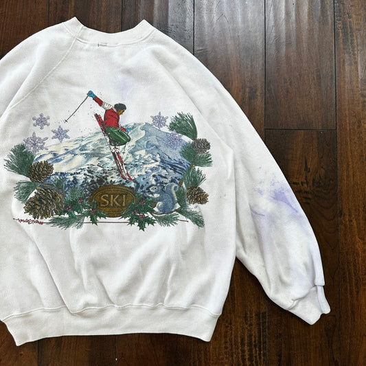 VTG 90s World Class Ski L Pullover Sweatshirt Crewneck Squirrel Mountain 80s