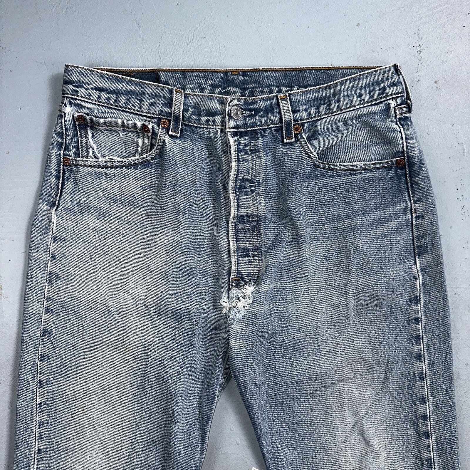 Levis 501 Vintage 90s XX Straight Leg Mexico Jeans 34x36 Light Wash Act 31x32