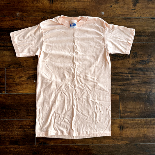 Hanes Single Stitch Blank Vintage T Shirt Pink Peach Color Small 1980s 80s Lot