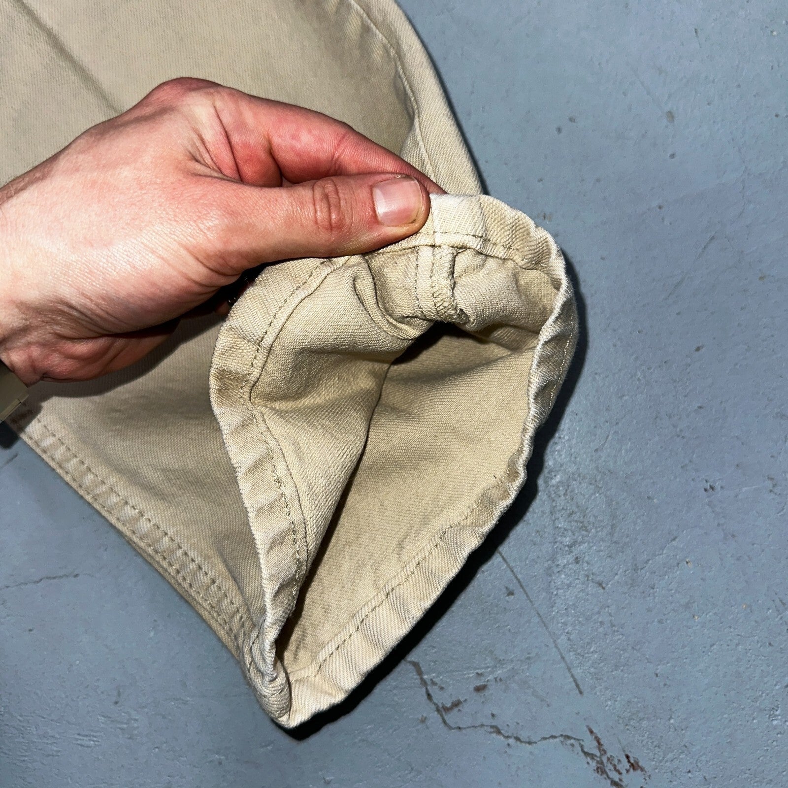 Levis 505 Vintage Y2K Jeans Beige Stained Zipper Fly Straight 34x29 Act 32x28