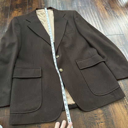 1960s 1970s Brown Sport Jacket VTG Mens Suit 44 36x28 Rockabilly Checkerboard