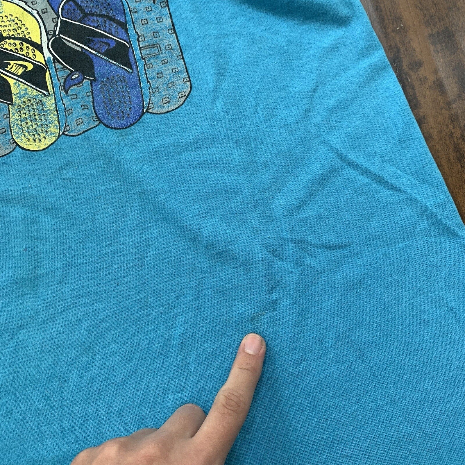 Nike Vintage T Shirt Mens M Palm Beach Waffle Sandals 80s Blue Tag Flordia Rap