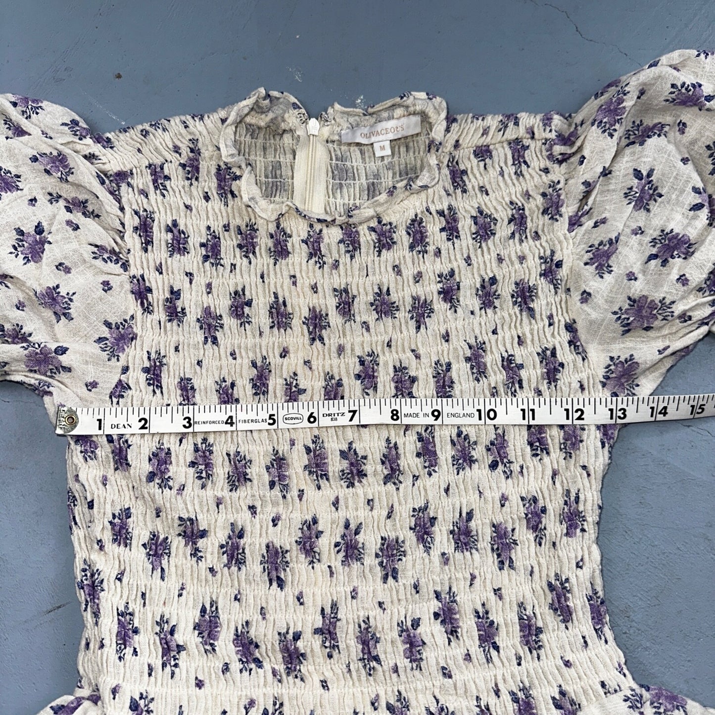 Olivaceous Medium Chiffon Tiered Babydoll Dress White Short Sleeve Floral