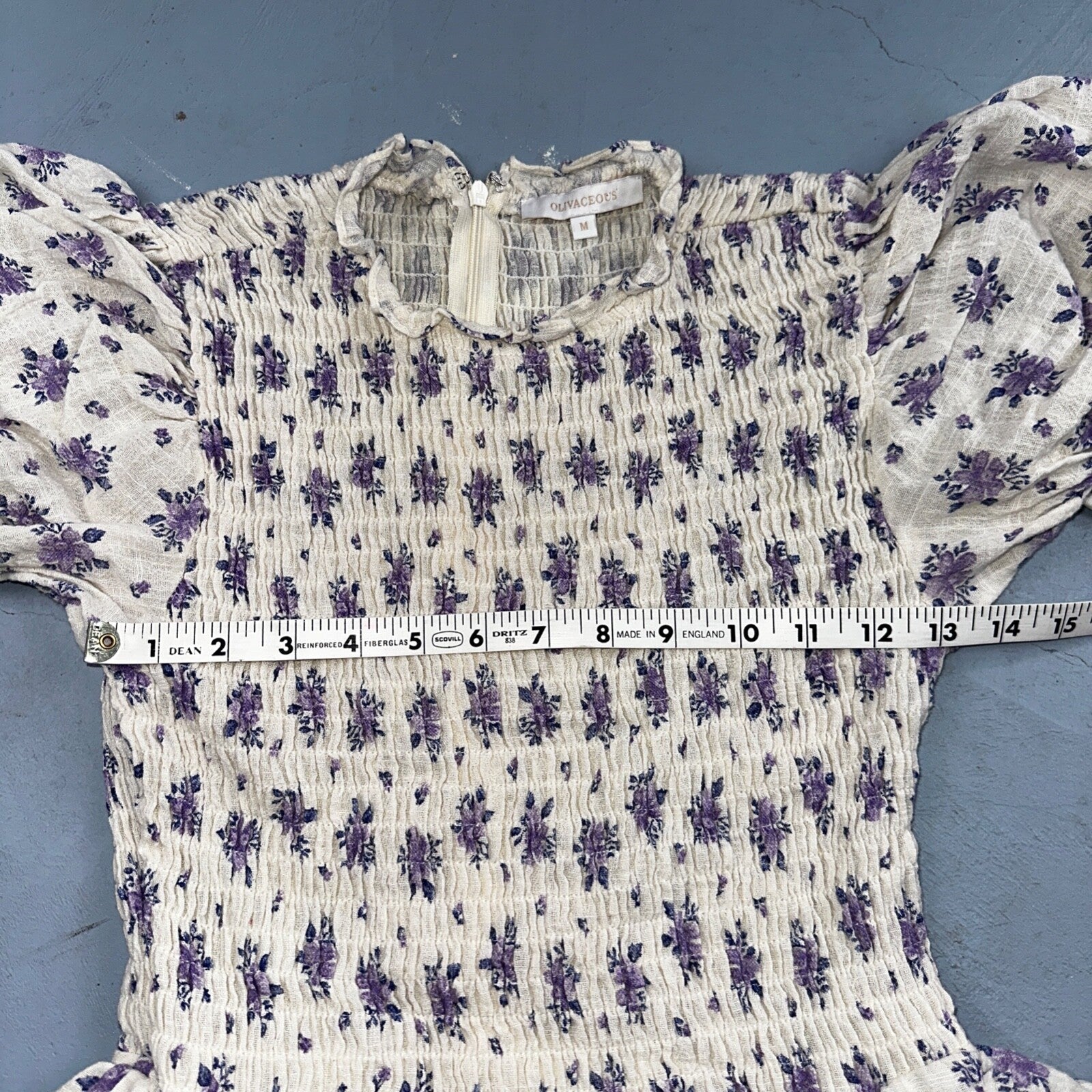 Olivaceous Medium Chiffon Tiered Babydoll Dress White Short Sleeve Floral