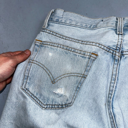 Levis 501 Vintage 90s USA XX Straight Leg Jeans Blue Light Wash 33x34 Act 31x32
