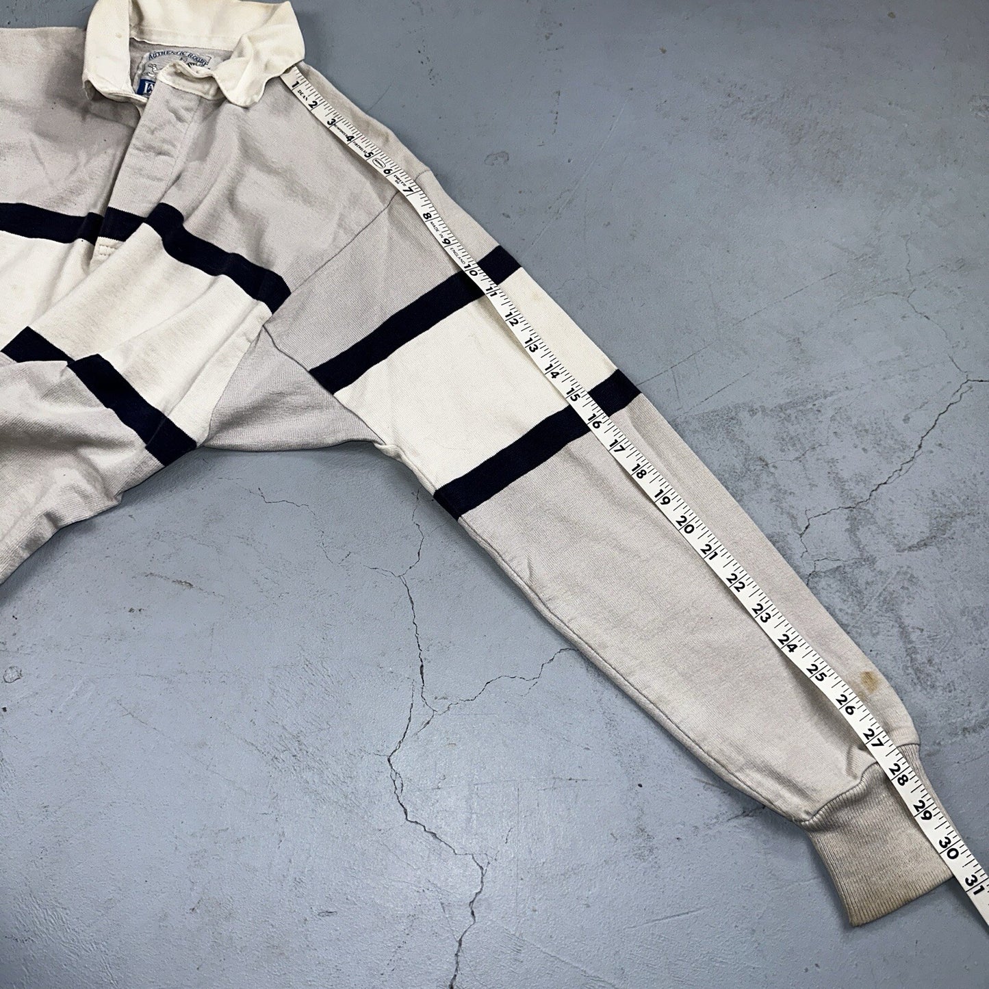 Vintage 90s Lands End Authentic Rugby Collard Striped Shirt Polo Men’s M USED