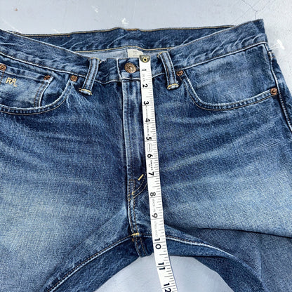RRL Denim Zip Fly Slim Double RL Mens Jeans Mexico Sz 31x34 Med Wash RN 41381
