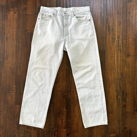 Vintage 90s Levis 501 USA 36x30 Tag Jeans 80s Blue Light Wash Act Worn 33x29