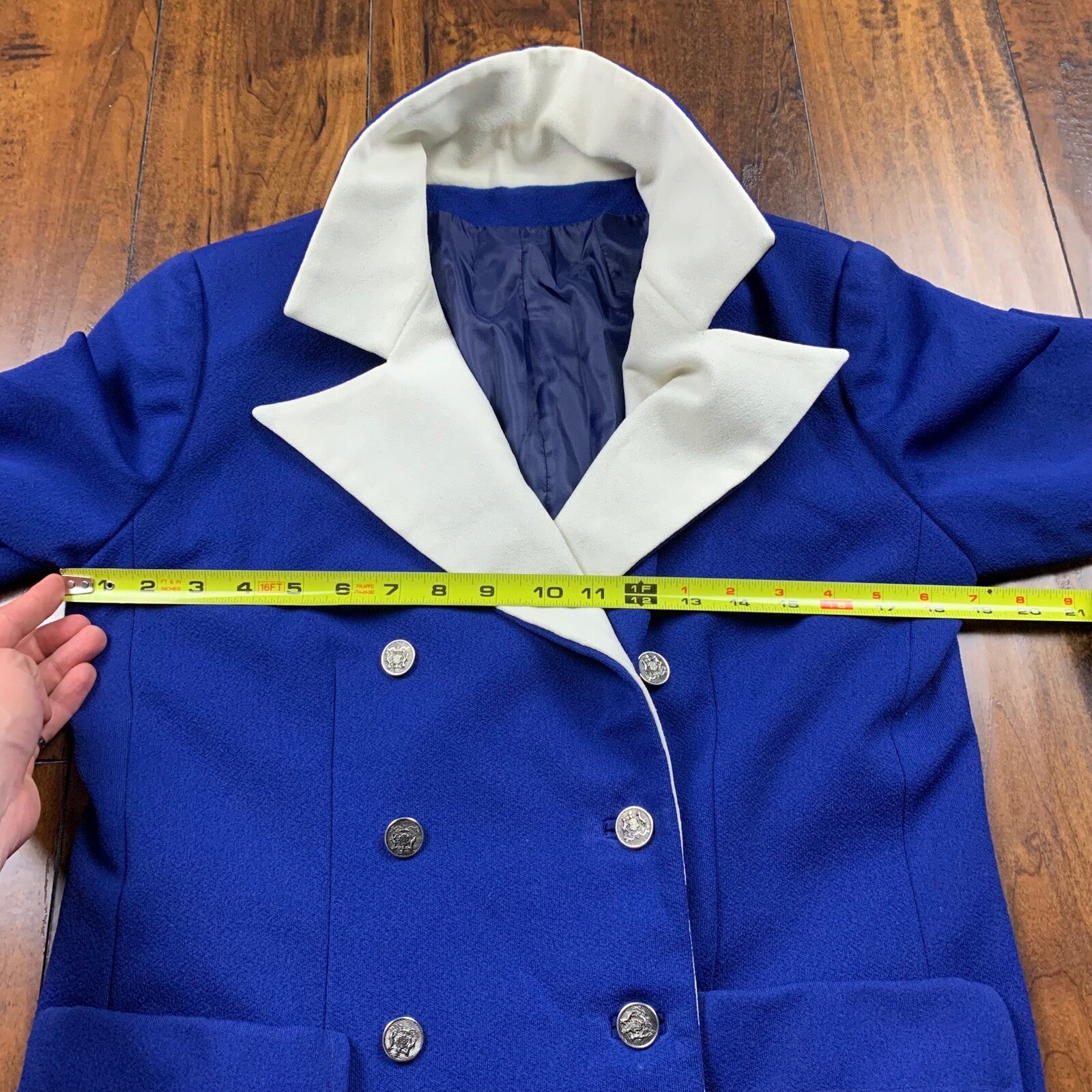 Vintage USA Rockabilly Womens Dress Jacket Blue 60s 70s Top Blazer Sanforized