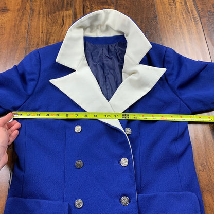 Vintage USA Rockabilly Womens Dress Jacket Blue 60s 70s Top Blazer Sanforized