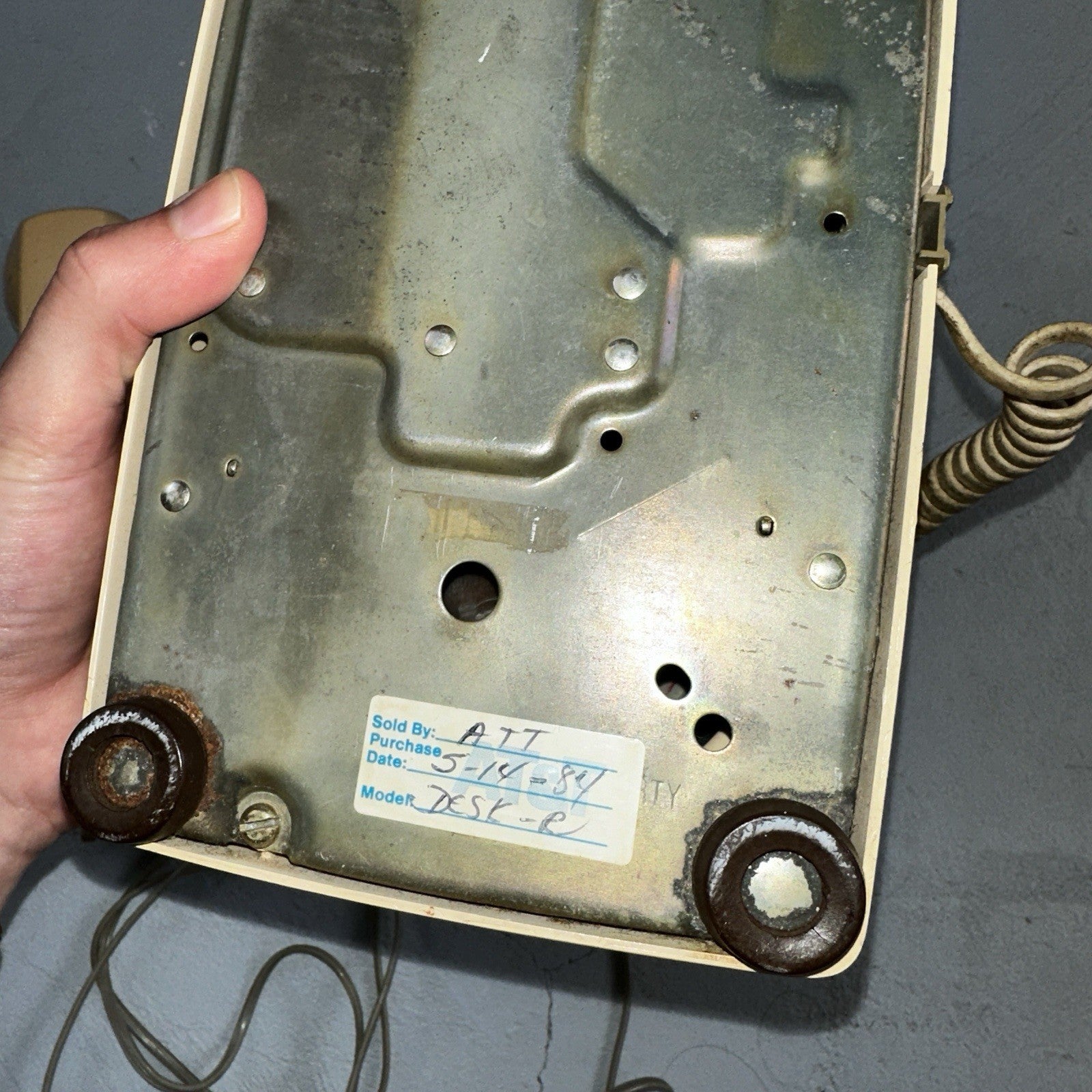 Vintage Bell System Western Electric Rotary Dial Desk Phone 500DM White Yellow