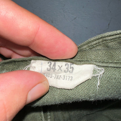 Vintage 1960s 70s Vietnam OG 107 Fatigue Pants 60s Button Fly 34x35 Act 33x26