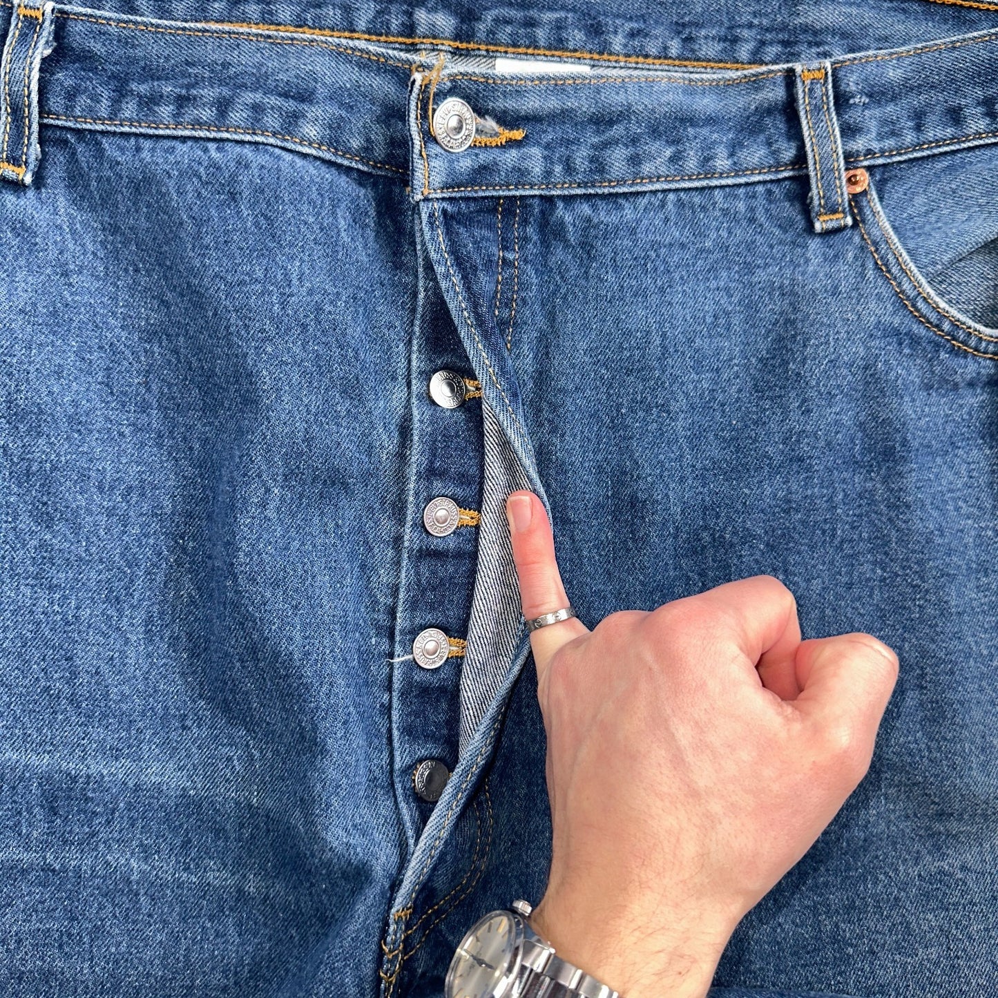 Levis 501 Vintage Y2K Mexico Straight Leg Jeans 46x30 90s Med Wash Act 44x27