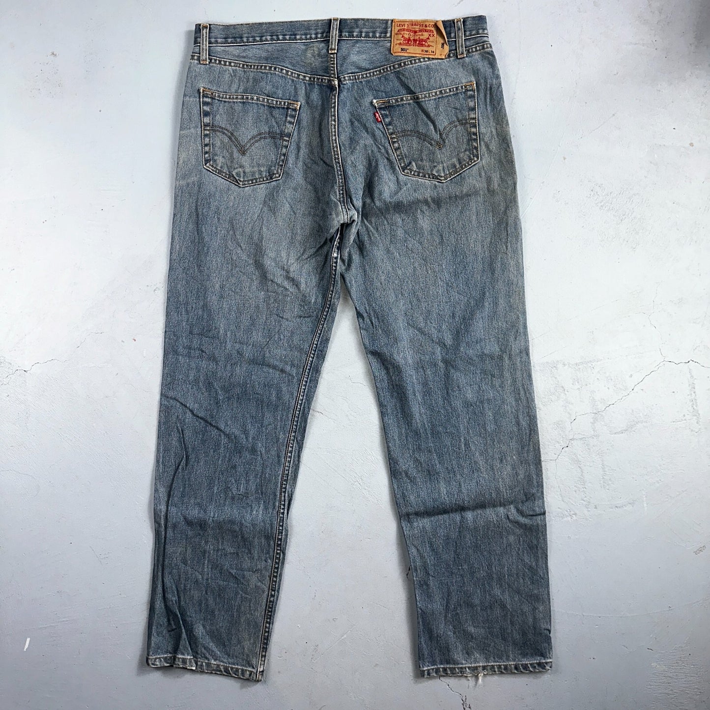 Levis 501 Y2K XX Straight Leg Jeans Blue VTG Med Wash 38x36 Act 38x32