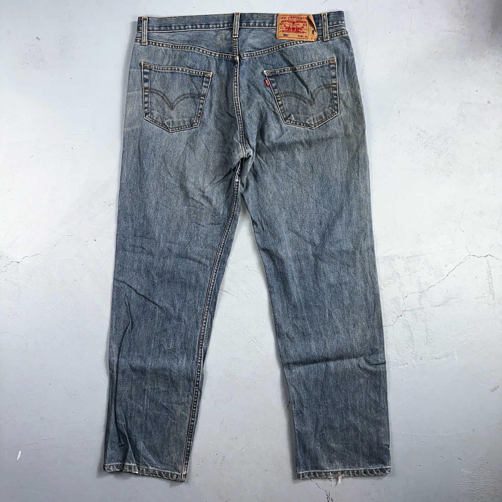 Levis 501 Y2K XX Straight Leg Jeans Blue VTG Med Wash 38x36 Act 38x32
