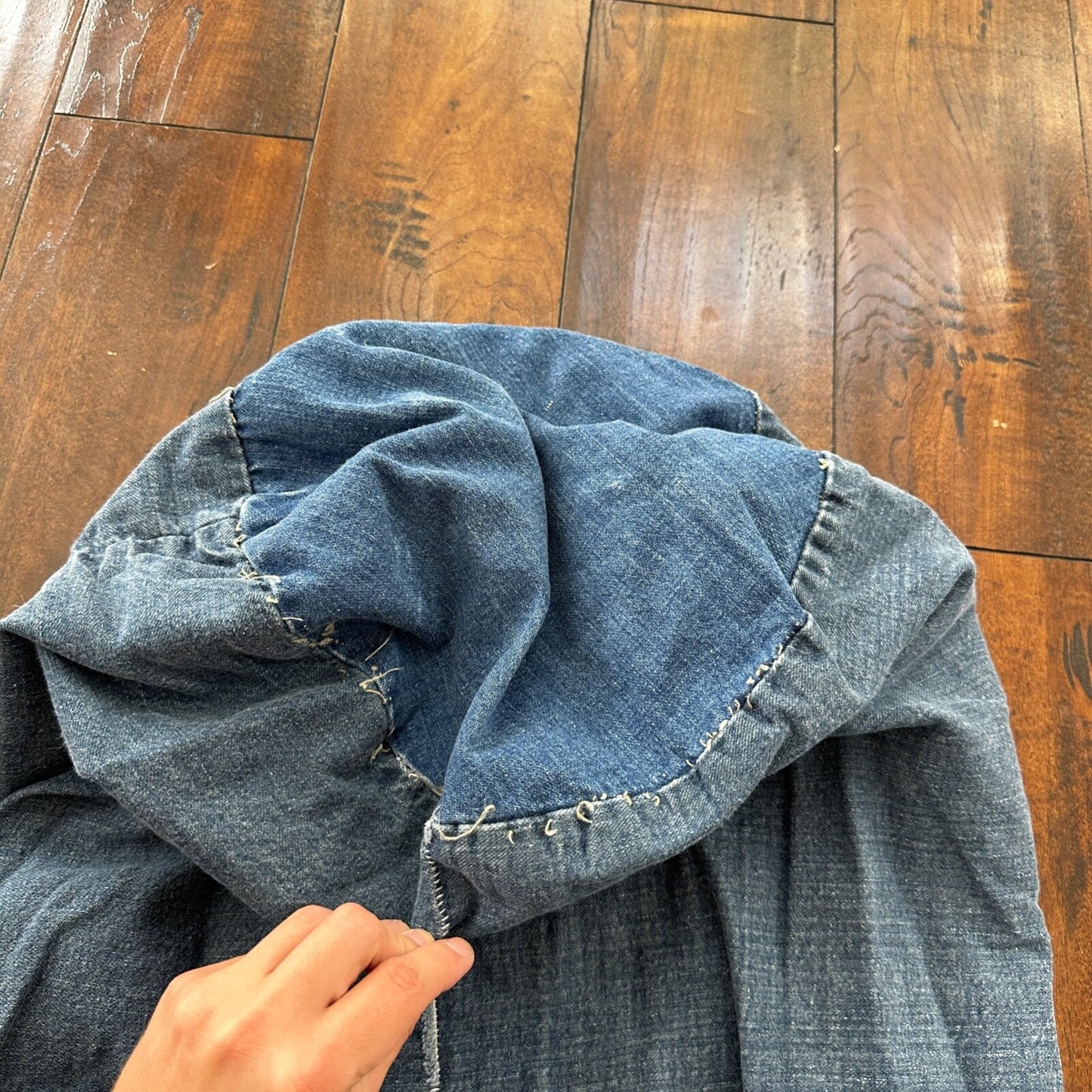 VTG WWII Indigo Denim Garment Laundry Bag Rare Military 1940s 40s 50s Thrashed