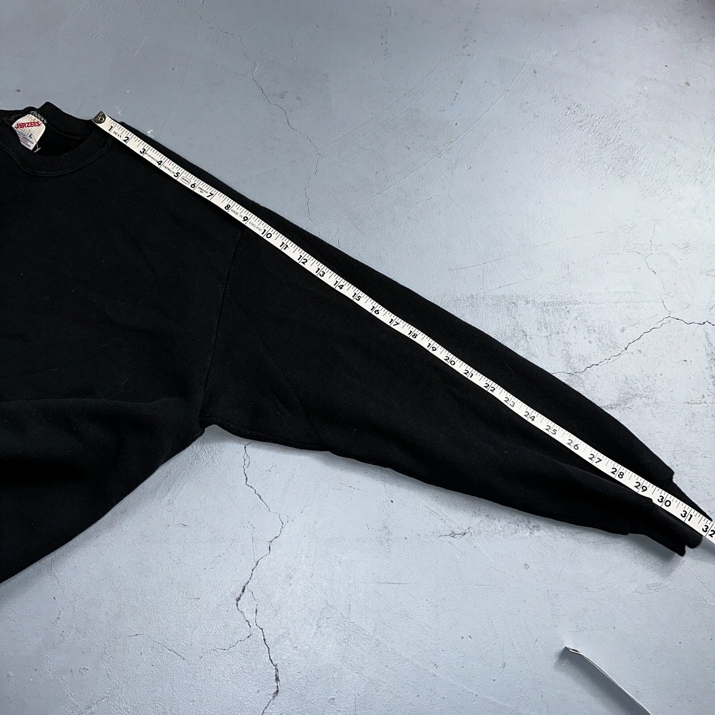 JERZEES Blank Black VTG Crew Neck Sweatshirt Black 90s No Graphic Basic L USA