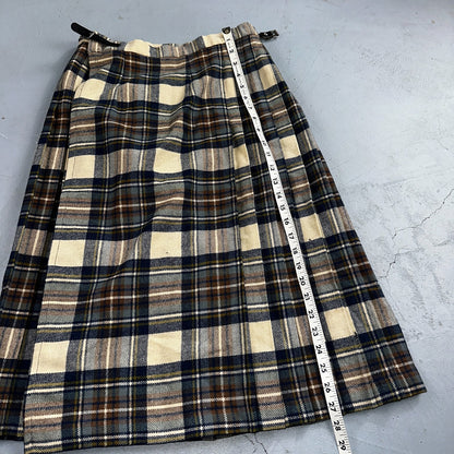 Vintage O'Neill of Dublin 100% Wool Tartan Skirt Size 14 Made in Ireland Pleated