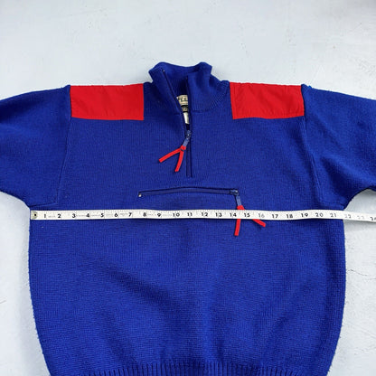 LL Bean VTG Sweater Mens Size M Red Blue Wool Blend High Trek Colorblock 80s