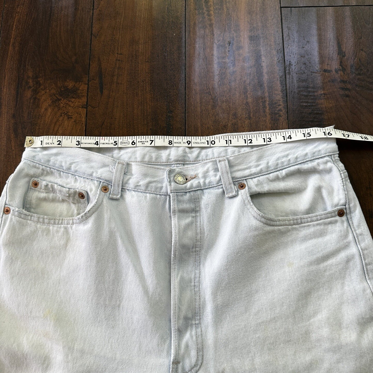 Vintage 90s Levis 501 USA 36x30 Tag Jeans 80s Blue Light Wash Act Worn 33x29