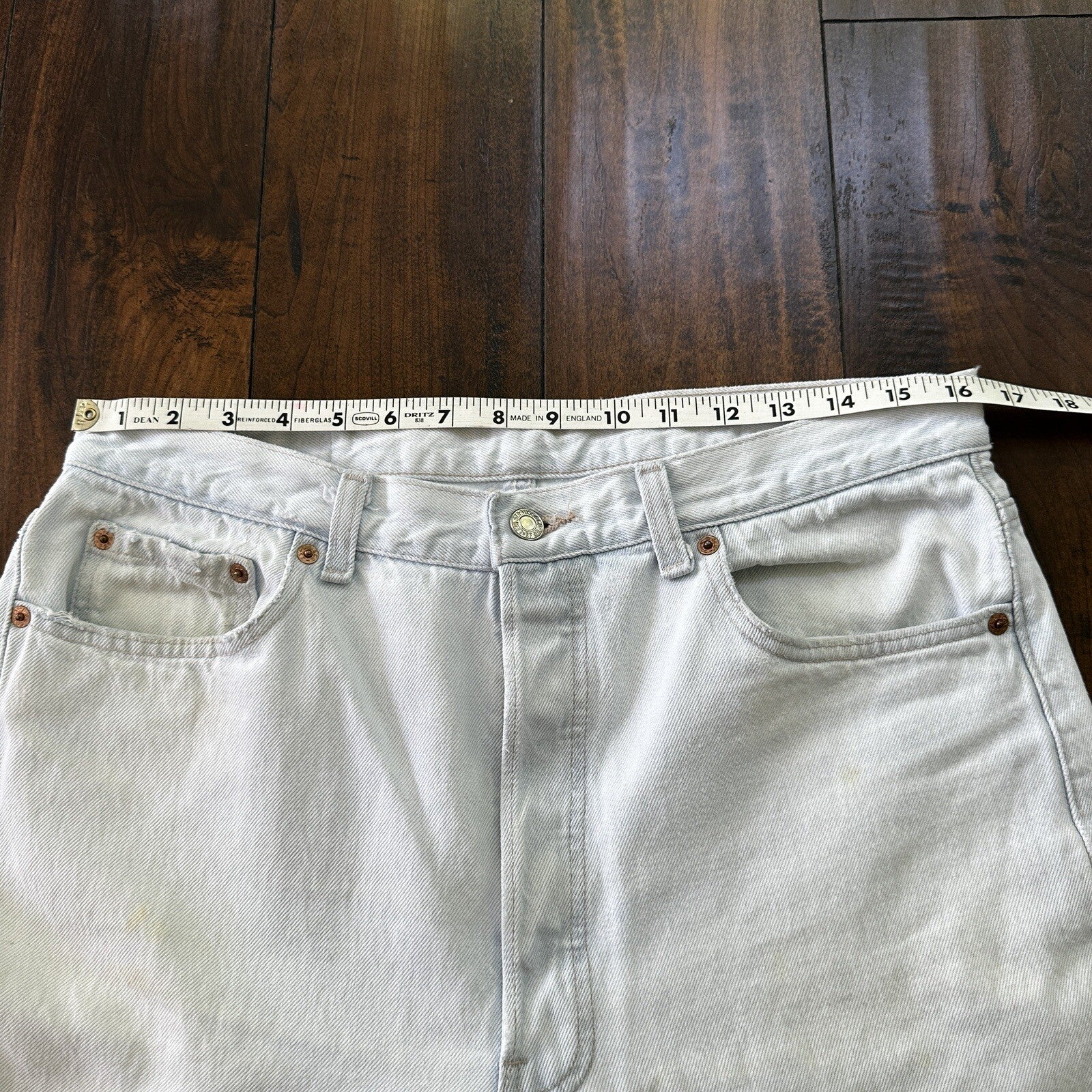 Vintage 90s Levis 501 USA 36x30 Tag Jeans 80s Blue Light Wash Act Worn 33x29