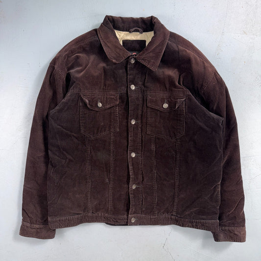 VTG Burnside Corduroy Jacket Size XL Button Front Long Sleeve Brown Outerwear