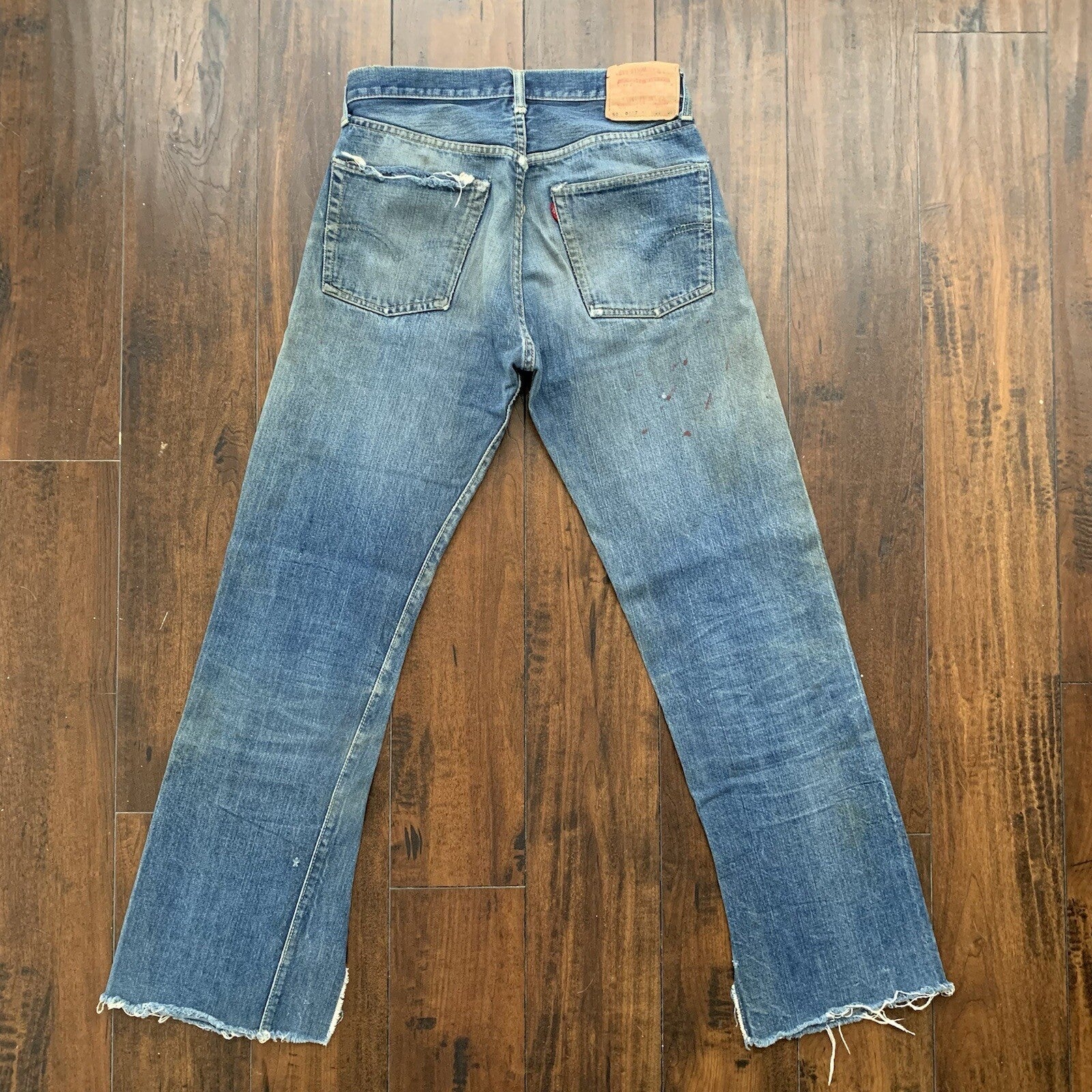 Vintage LEVIS 501 Big E Jeans Selvedge Redline 1960s 60s Distressed 29x29 Thrash